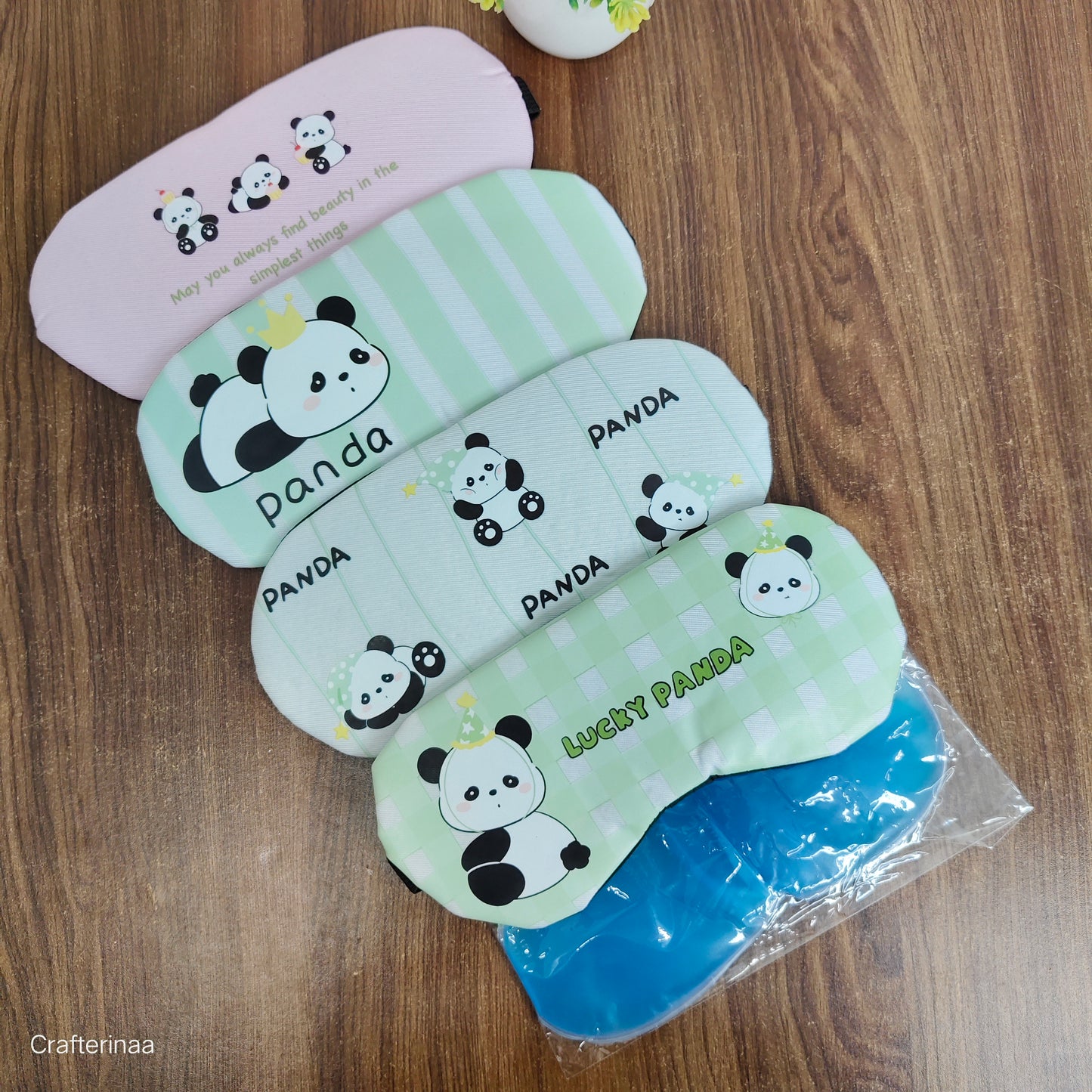 Cute Panda Printed Eye Mask with gel padding | Soft Sleeping Mask for Travel & Relaxation