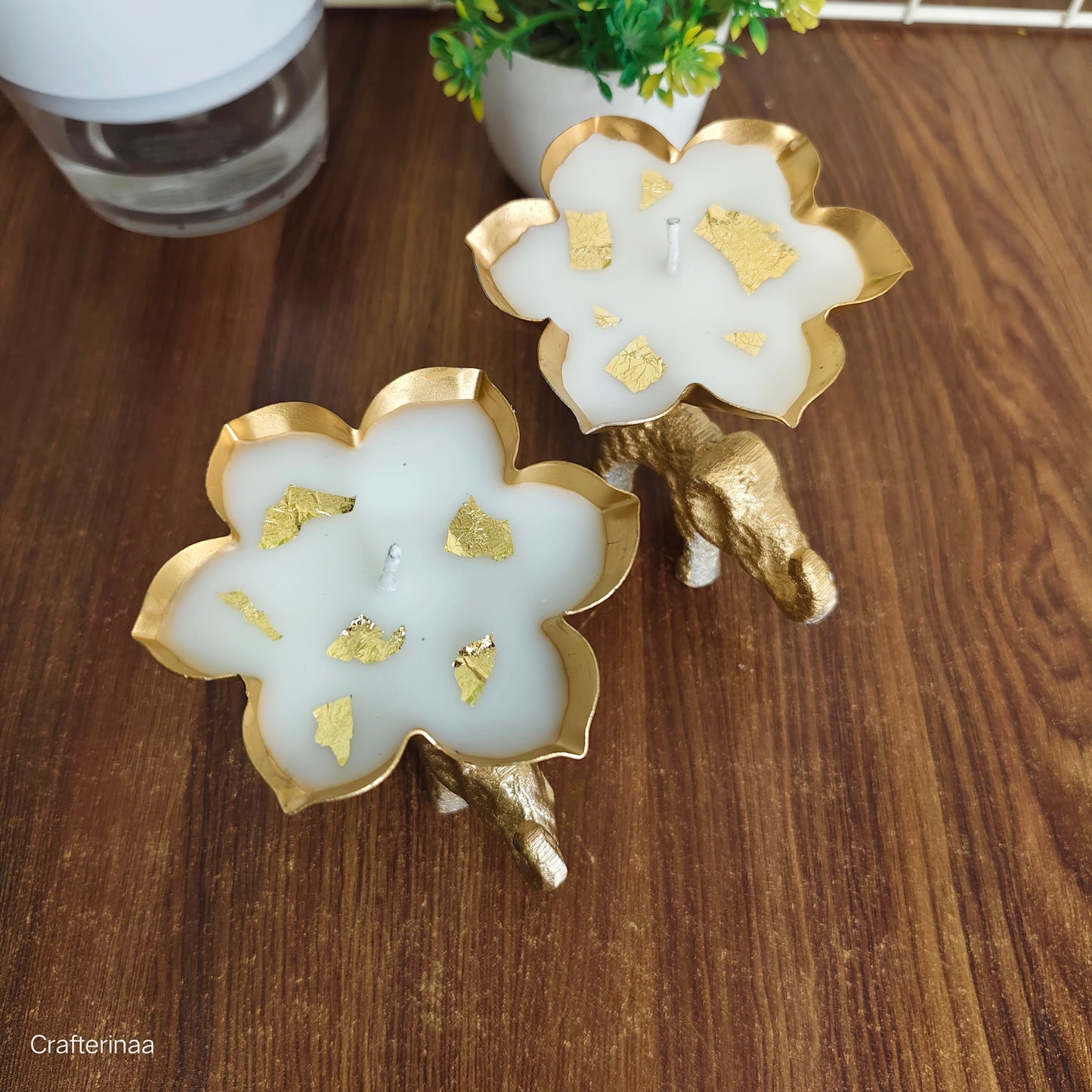 Elephant urli with pure soy wax candle and gold foil decor SET of 2 | home decor candles premium Candles