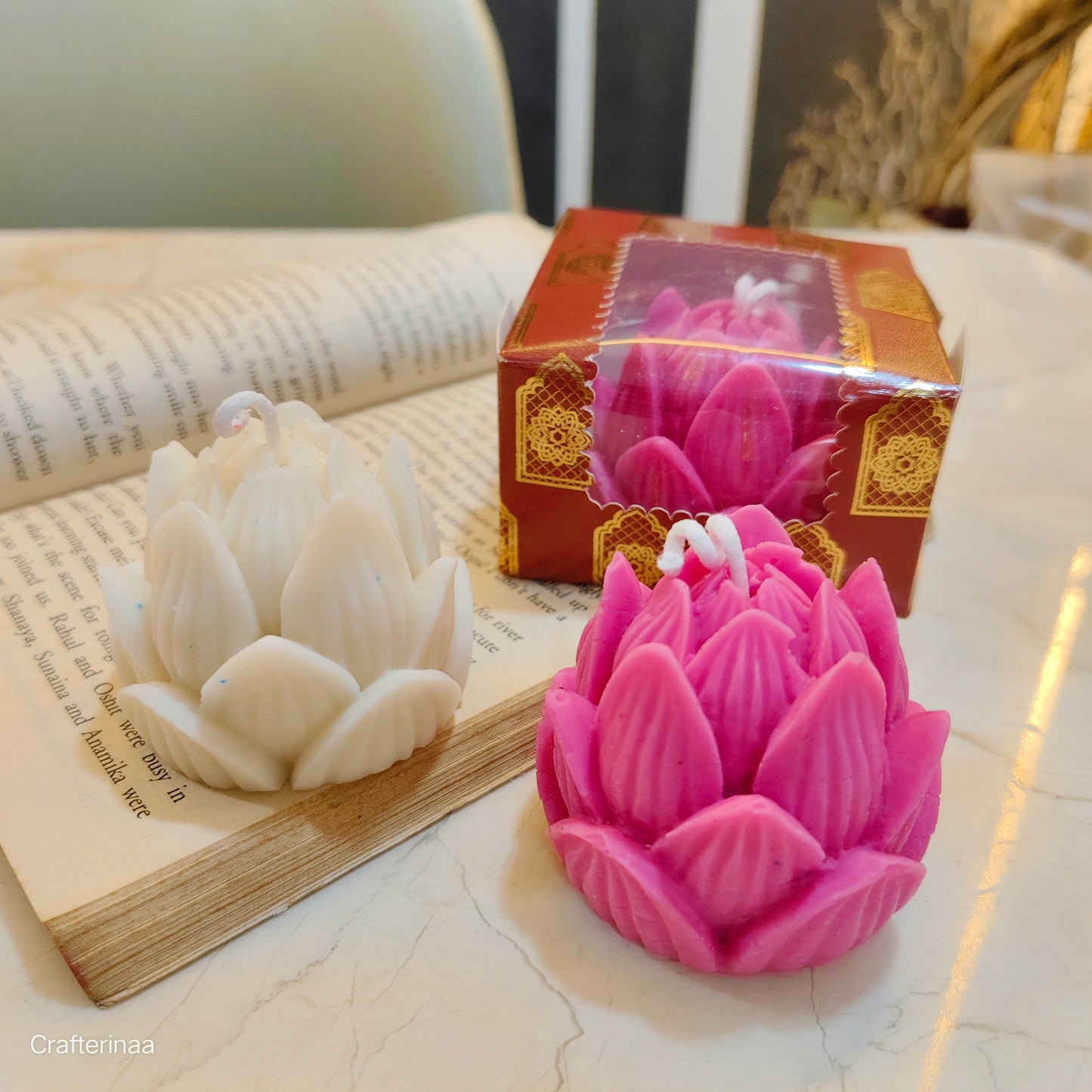 Lotus Flower Shaped Decorative Candle – Handmade Scented Candle for Home Décor & Gifting