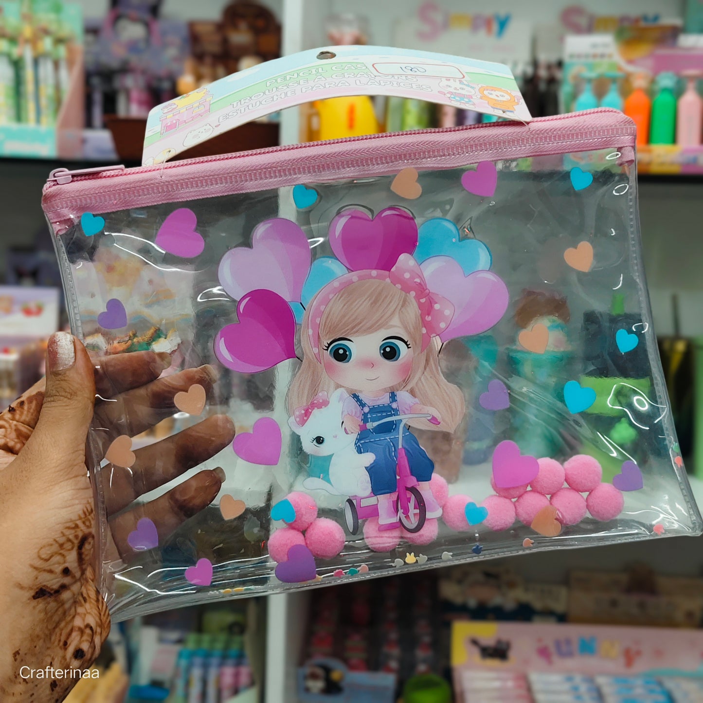 Cute Cartoon Girl Transparent Zipper Pouch | Multipurpose Kids Pouch