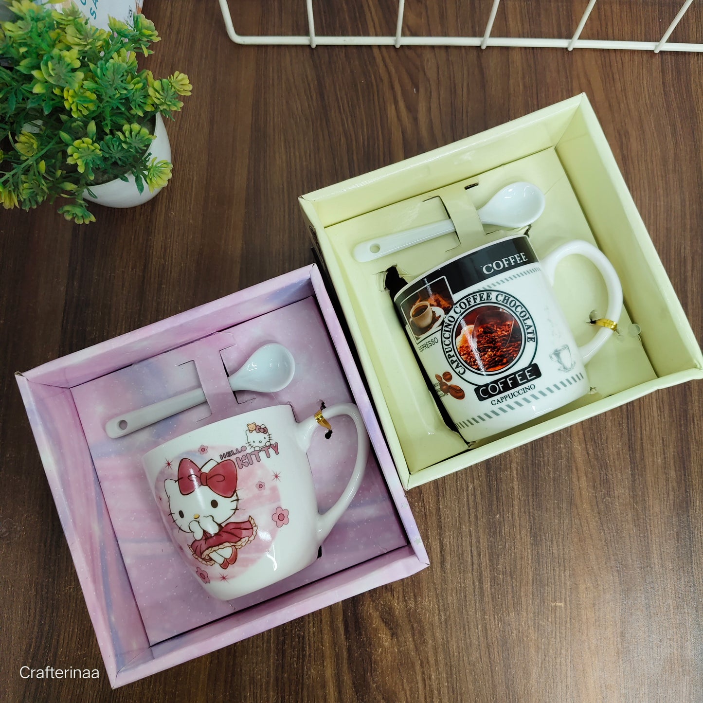 Ceramic Mug with Spoon Gift Set – Cute Cartoon & Coffee Design Cups