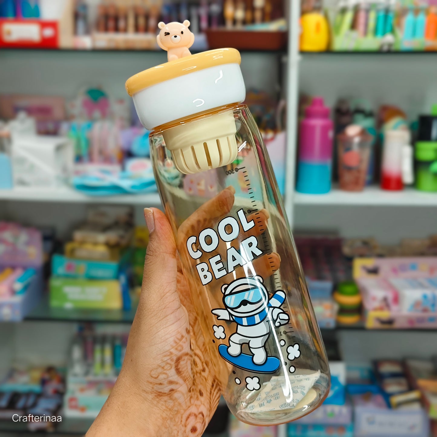 Cute Bear Water Bottle – Leak proof, Stylish & Reusable Bottle for Daily Hydration| Food grade material | 600 ML