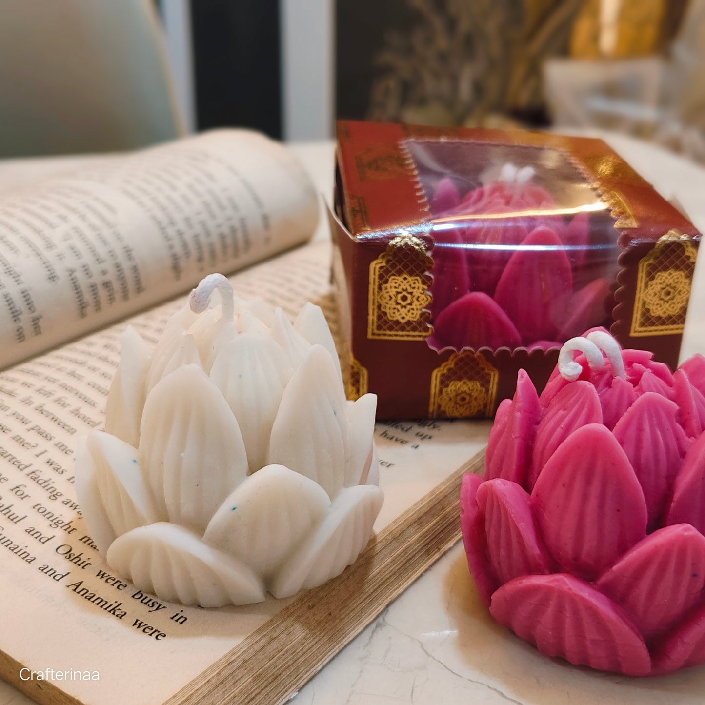 Lotus Flower Shaped Decorative Candle – Handmade Scented Candle for Home Décor & Gifting