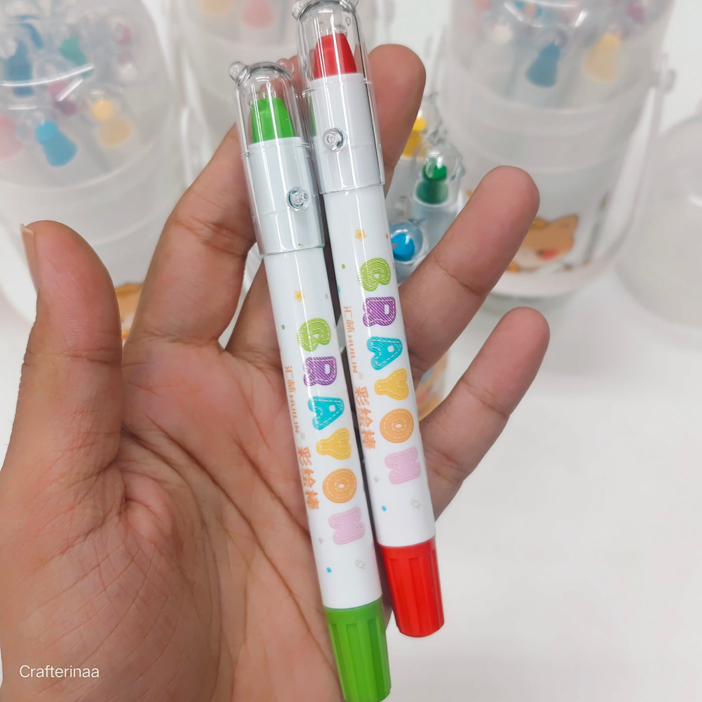 12 Colors Water Soluble Crayons Set – Washable & Non-Toxic Drawing Pens for Kids