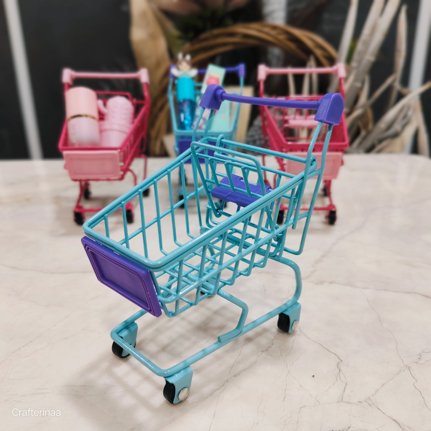 Mini Shopping Cart Organizer – Cute Stationery & Makeup Holder for Desk Decor