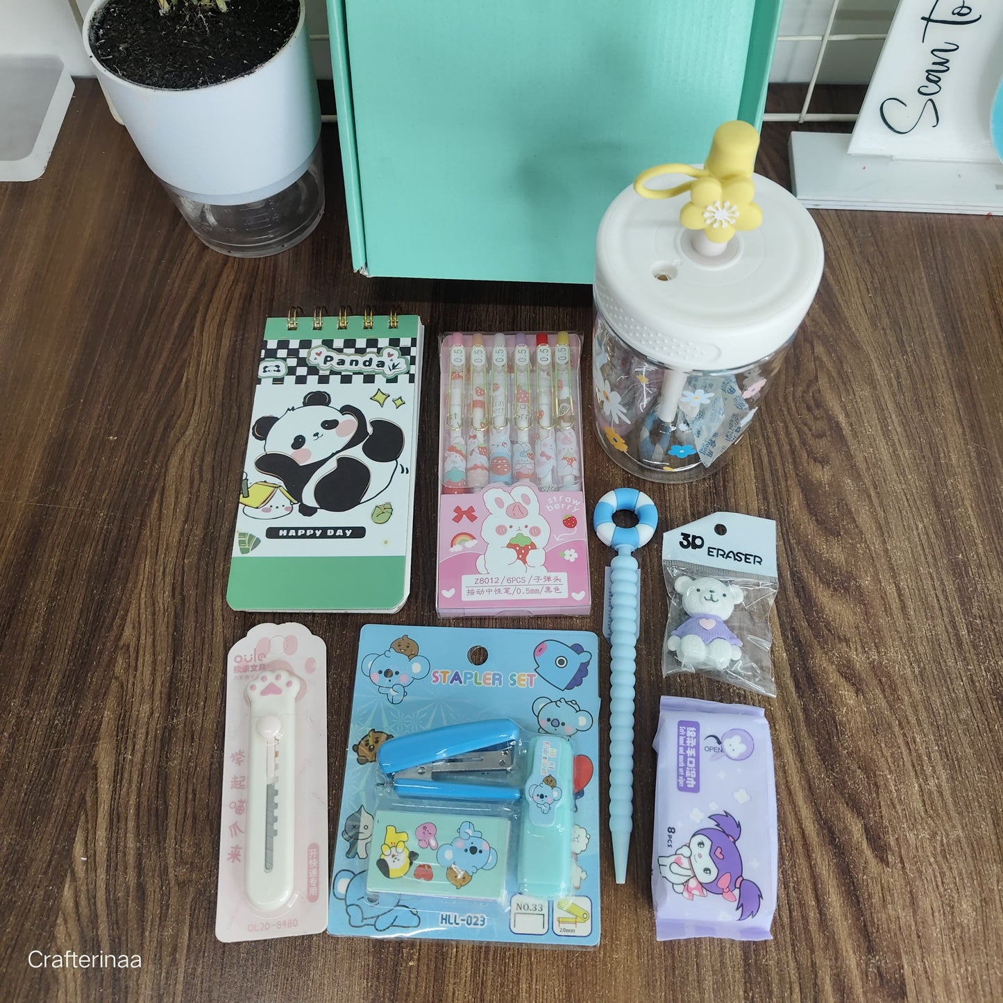 “Cute Panda Stationery Gift Box – Notebook, Pens, Bottle & Desk Accessories”