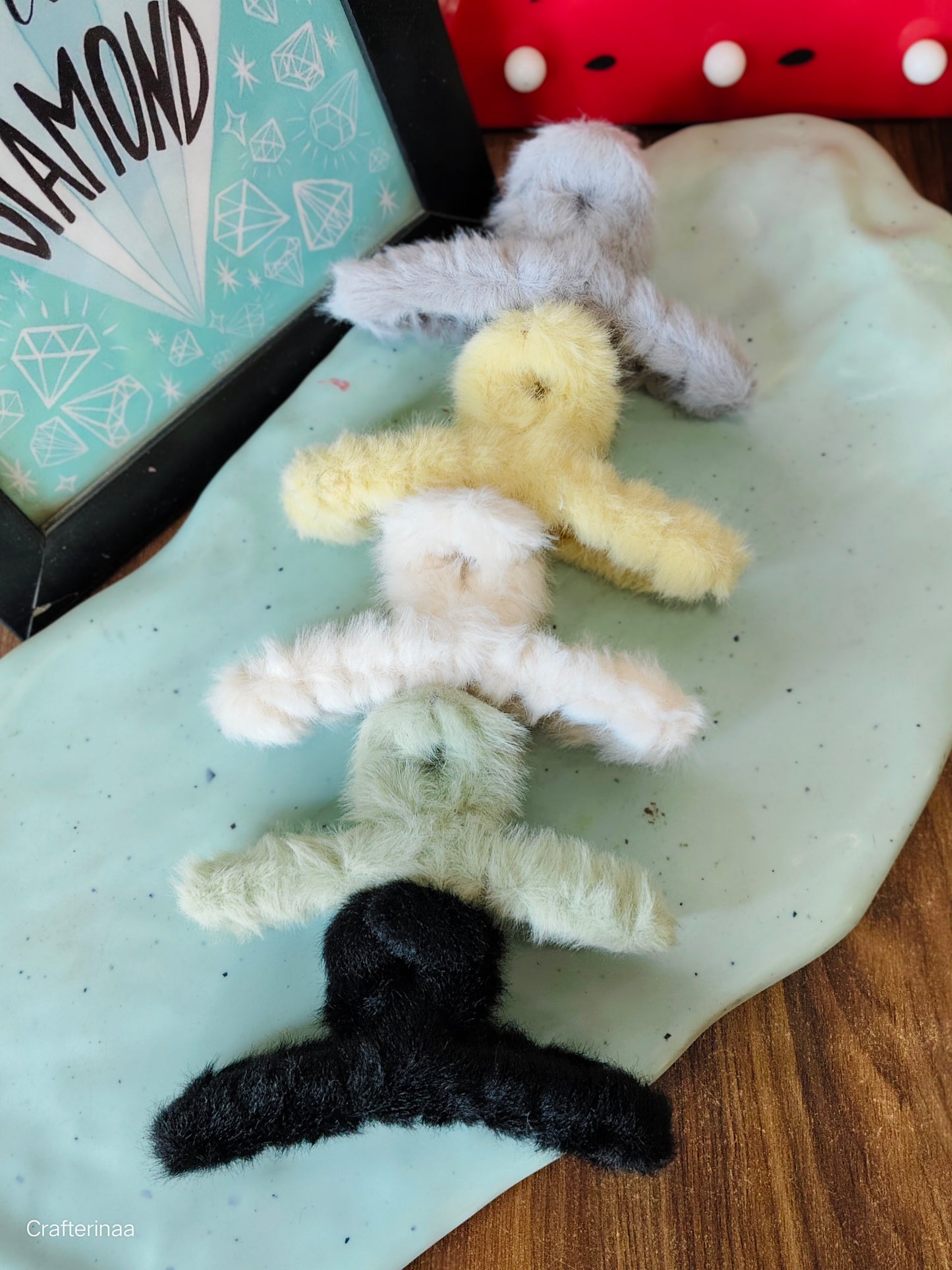 Furry Hair Claw Clips Set | Soft Plush Hair Clips in Pastel & Neutral Colors