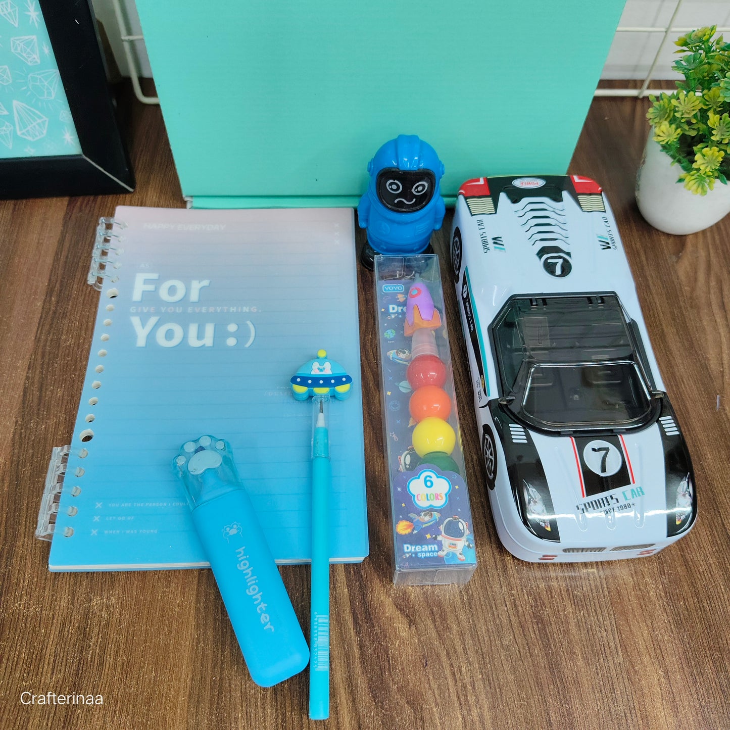 "Fun Learning Gift Hamper for Boys – Car, Robot, Pens & Notebook"