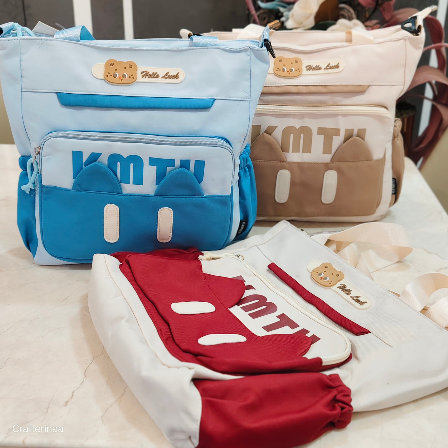 Cute Cartoon Bear Tote Backpack β Multi-Pocket college/School & Travel Bag