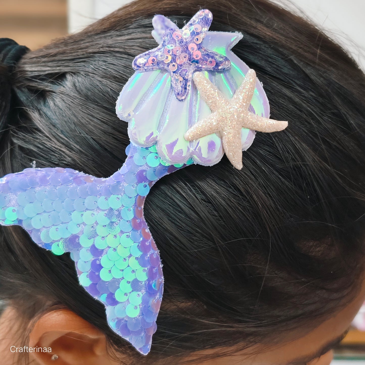 Ocean Theme Hair Clips & Bracelet Set – Mermaid Tail, Shell & Starfish Design