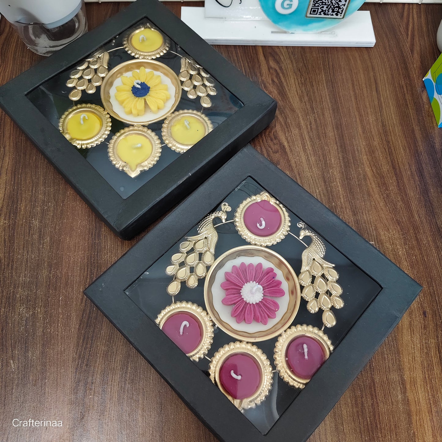 Peacock Urli with Diya Tealight Holders for Home Diwali Floating Flower| pure soy wax scented candles