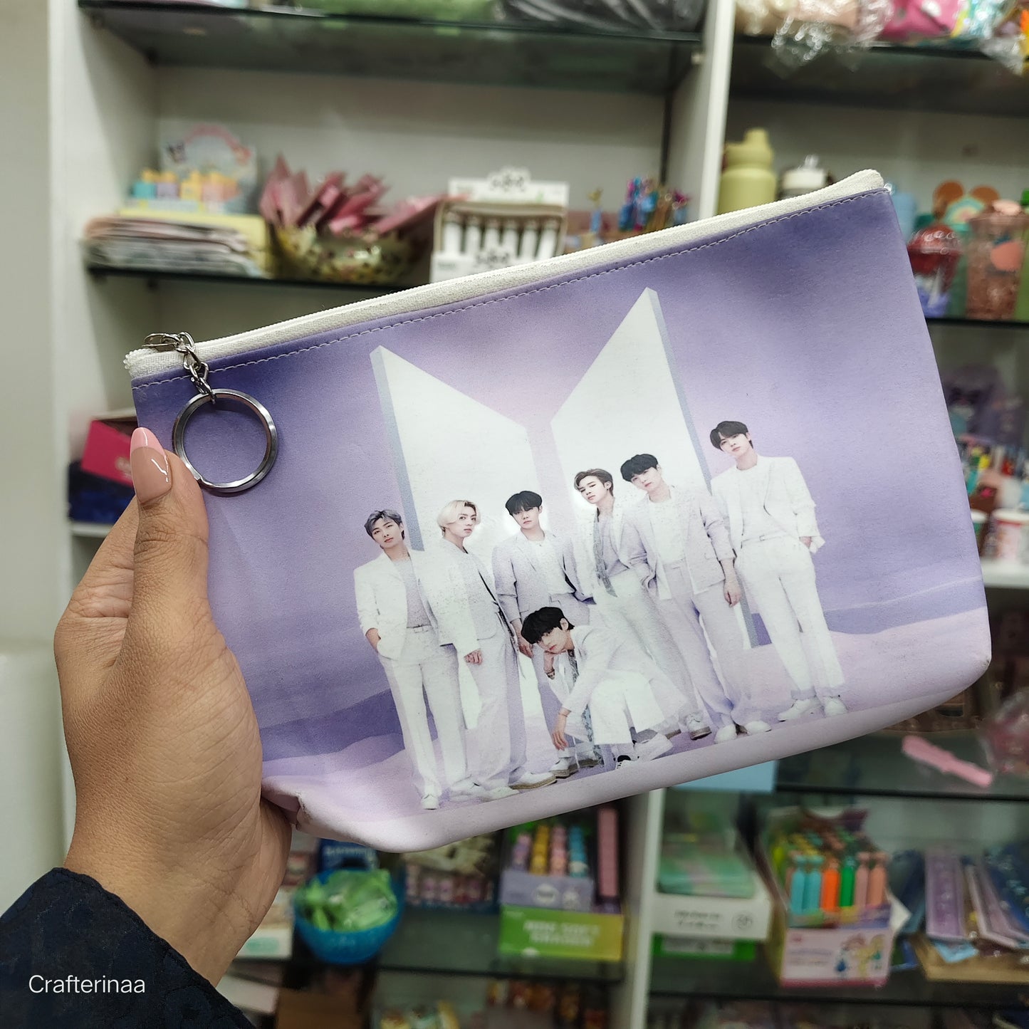 K-Pop Printed Pouch – Blackpink & BTS Zipper Bag for Stationery, Makeup & Travel
