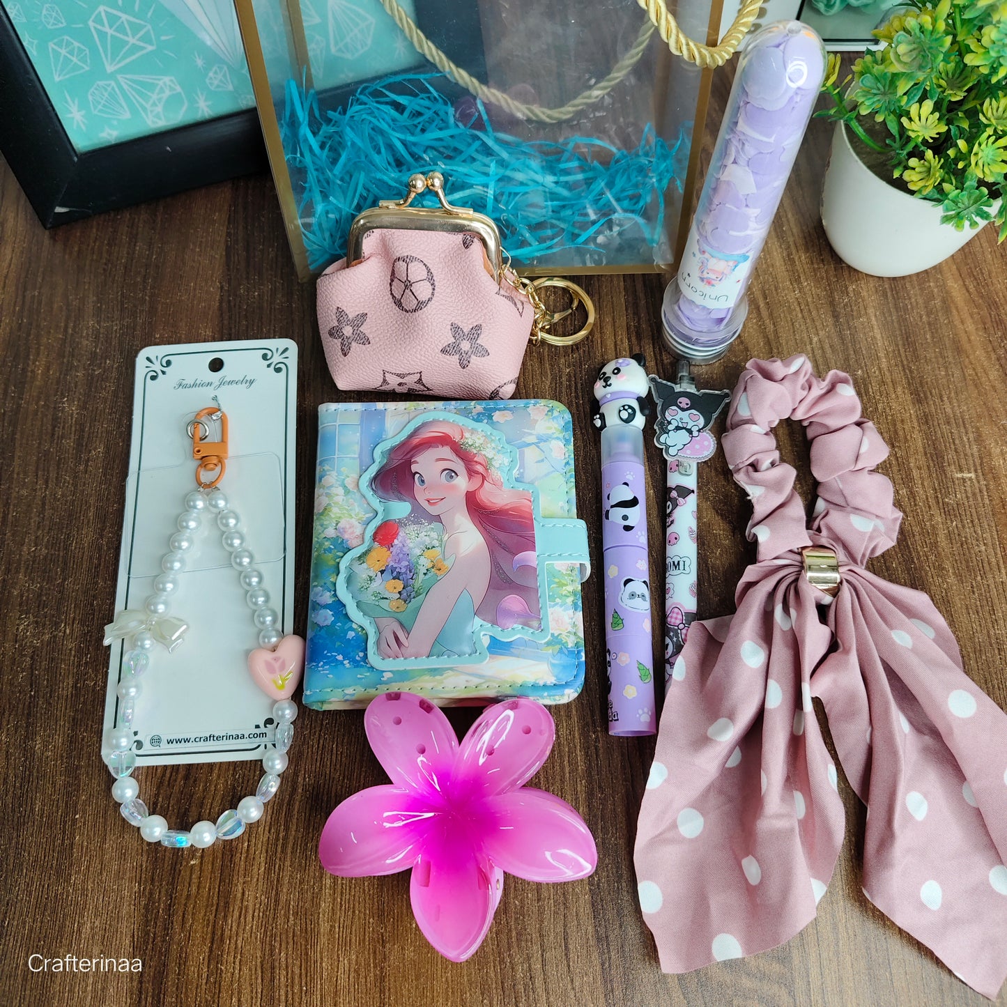 Girly Essentials Gift Set | Scrunchie, Purse, Diary & Stationery Combo