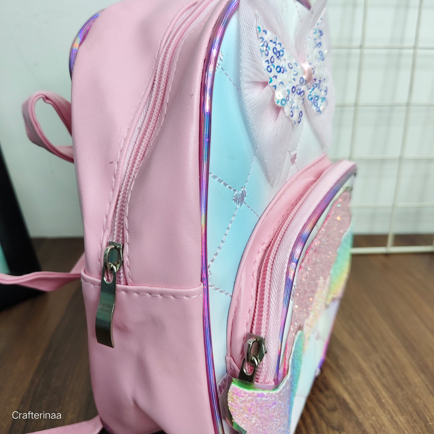 Glitter Wing Kids Backpack with Sequin Bow – Unicorn Theme School Bag