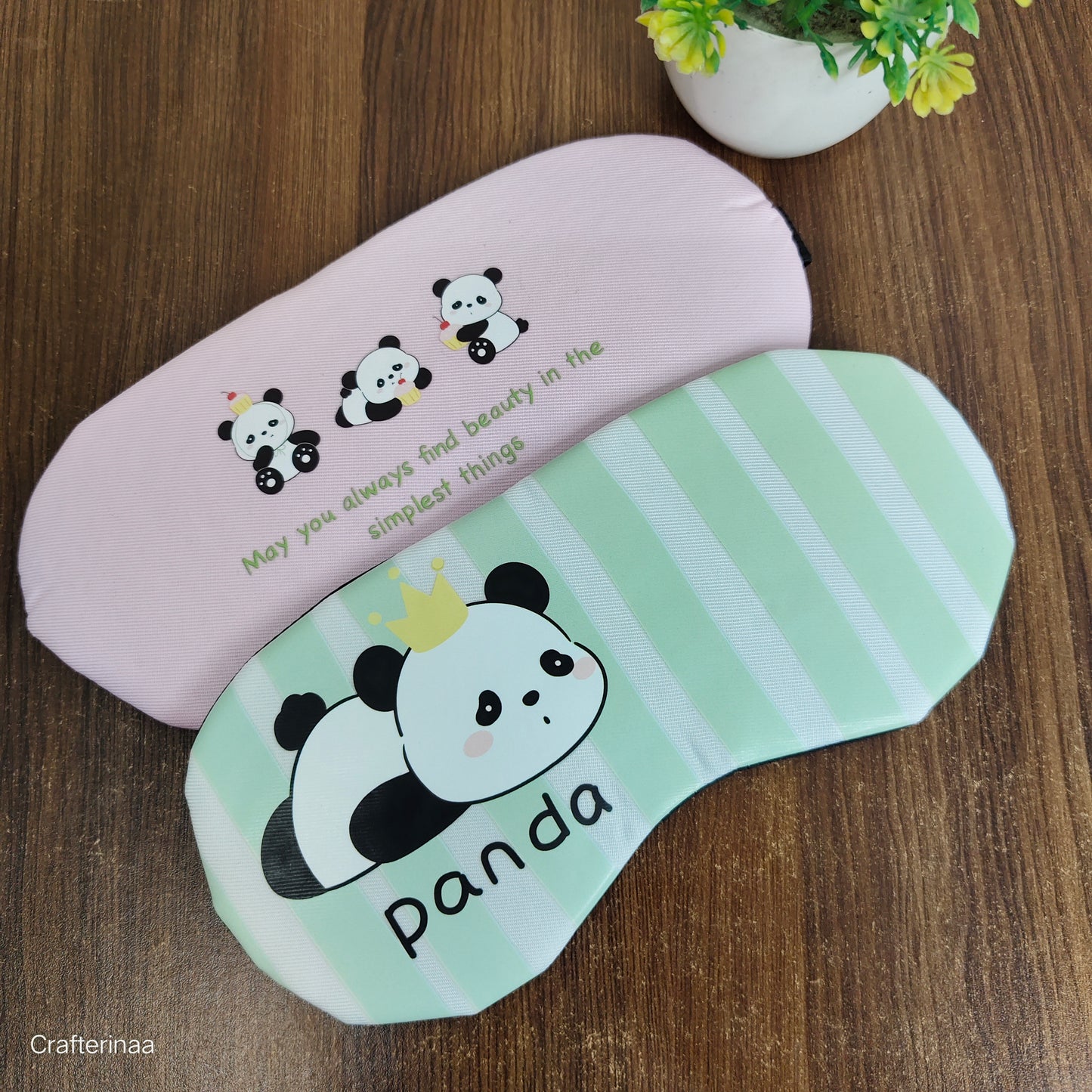 Cute Panda Printed Eye Mask with gel padding | Soft Sleeping Mask for Travel & Relaxation