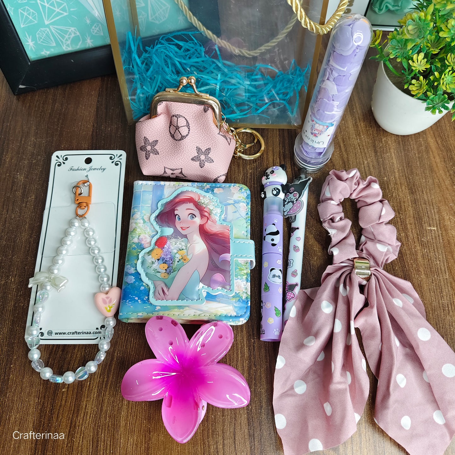 Girly Essentials Gift Set | Scrunchie, Purse, Diary & Stationery Combo