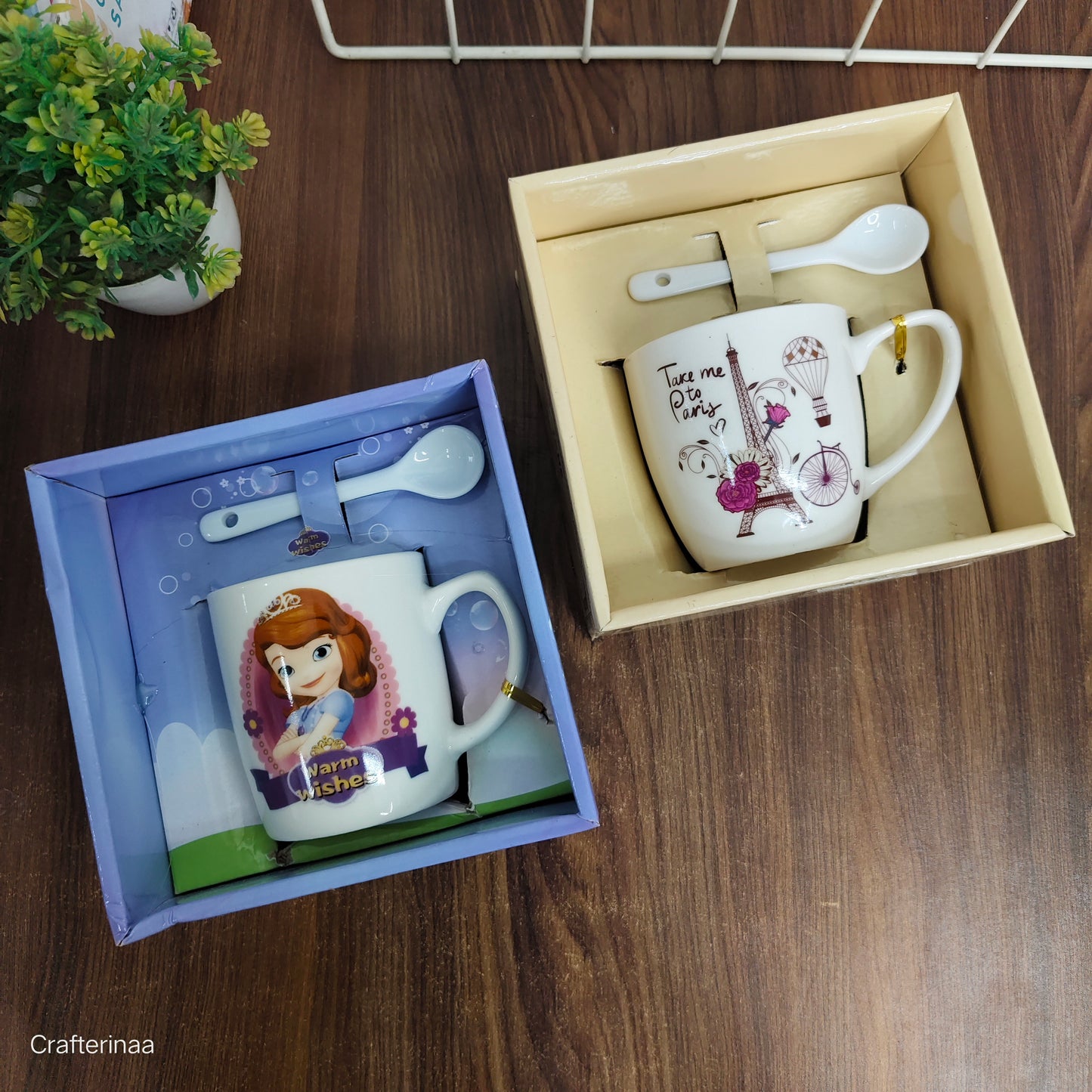 Ceramic Mug with Spoon Gift Set – Cute Cartoon & Coffee Design Cups