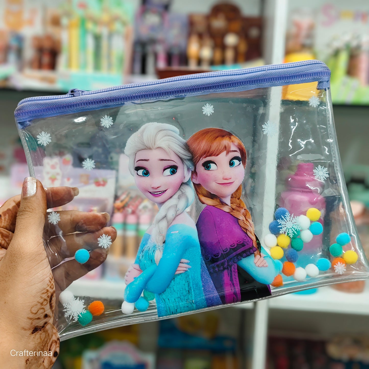 Cute Cartoon Girl Transparent Zipper Pouch | Multipurpose Kids Pouch