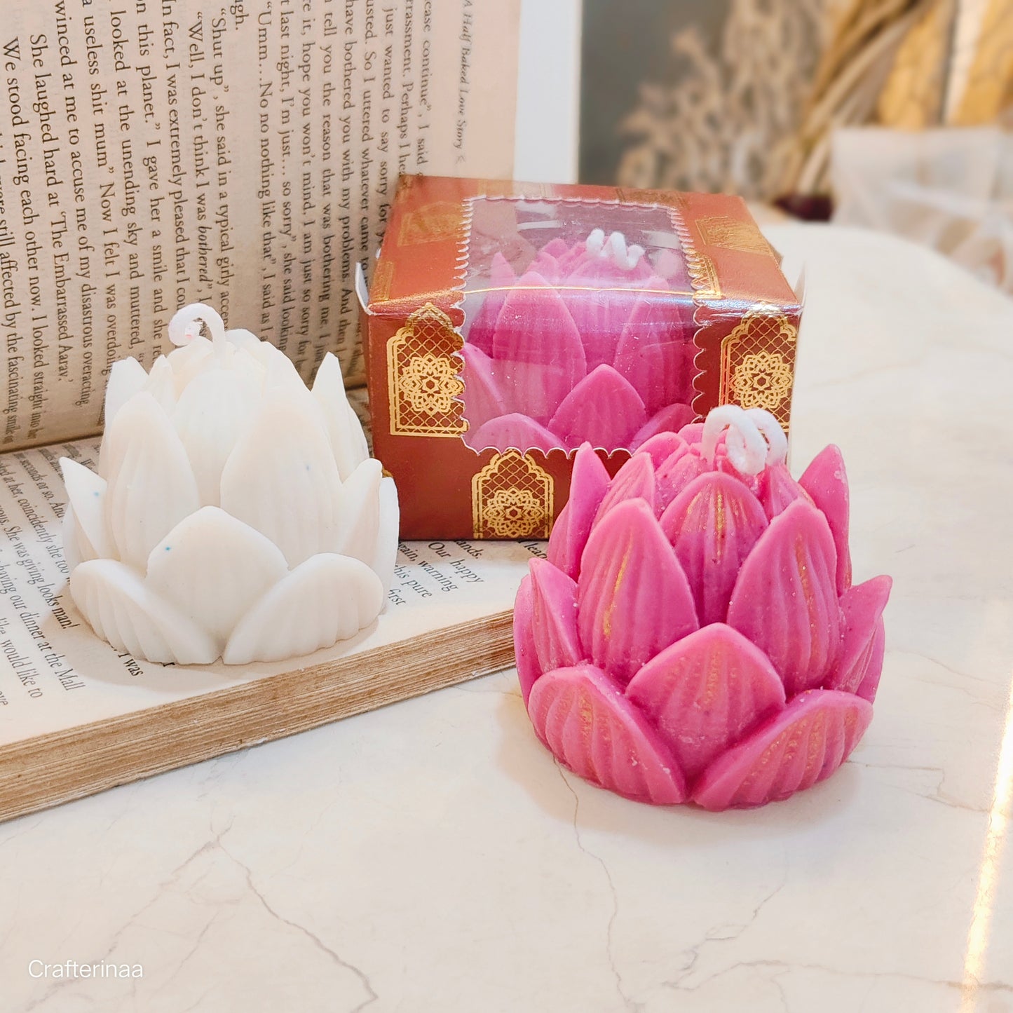 Lotus Flower Shaped Decorative Candle – Handmade Scented Candle for Home Décor & Gifting