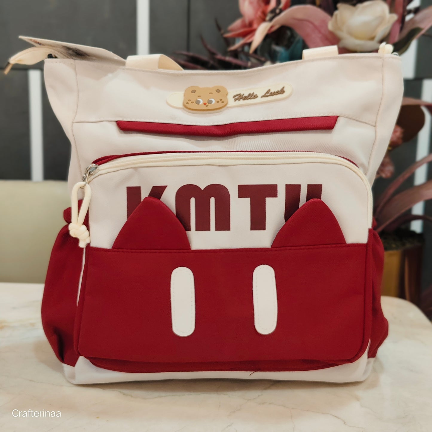 Cute Cartoon Bear Tote Backpack β Multi-Pocket college/School & Travel Bag