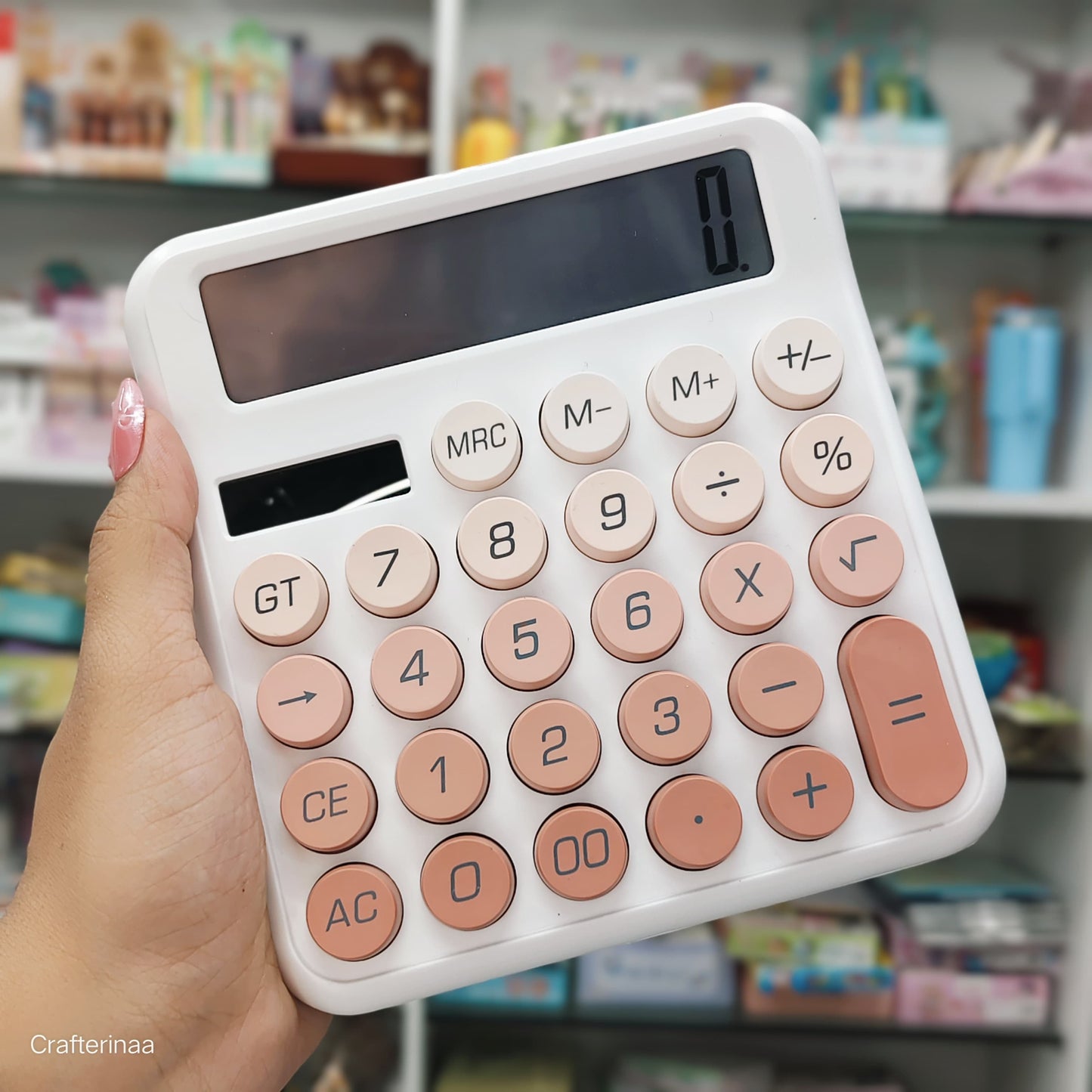 Aesthetic Calculator with Big Display – Pastel Color Round Button Calculator