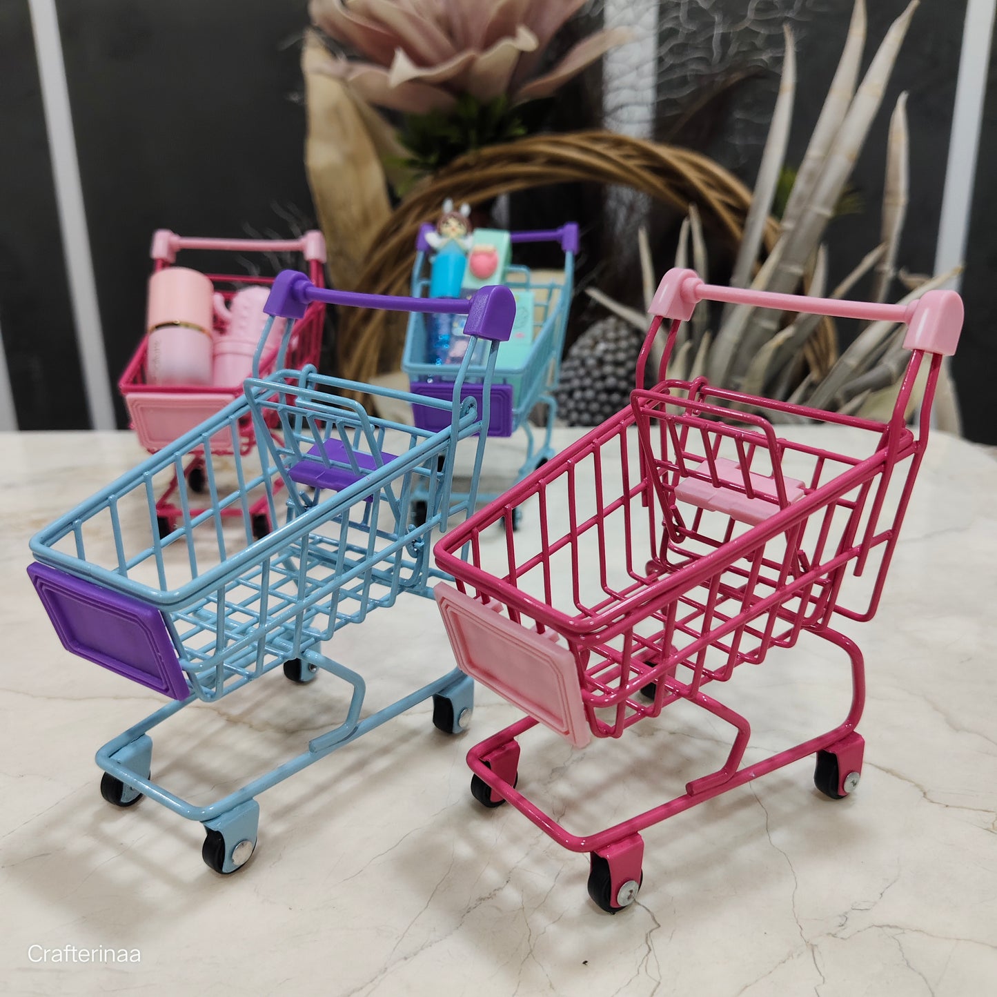 Mini Shopping Cart Organizer – Cute Stationery & Makeup Holder for Desk Decor