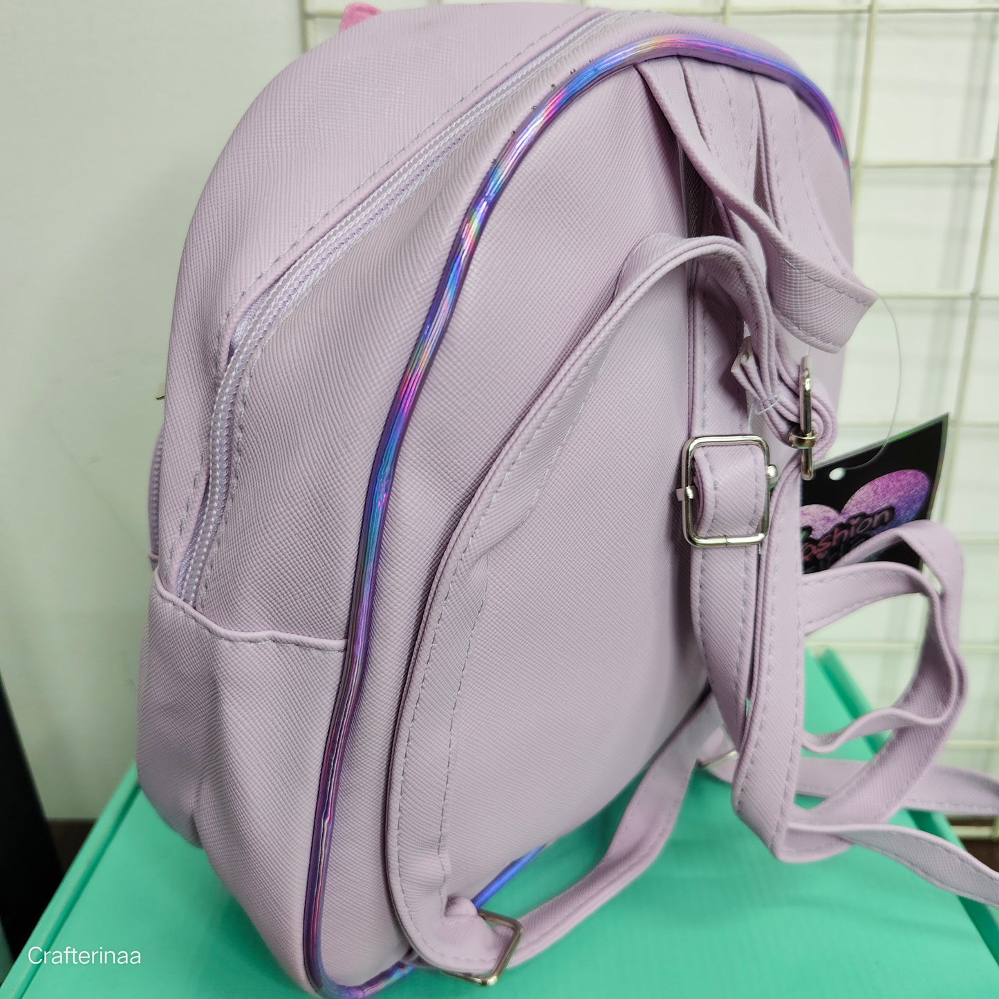 Glitter Heart Front Rainbow Backpack – School Bag for Girls