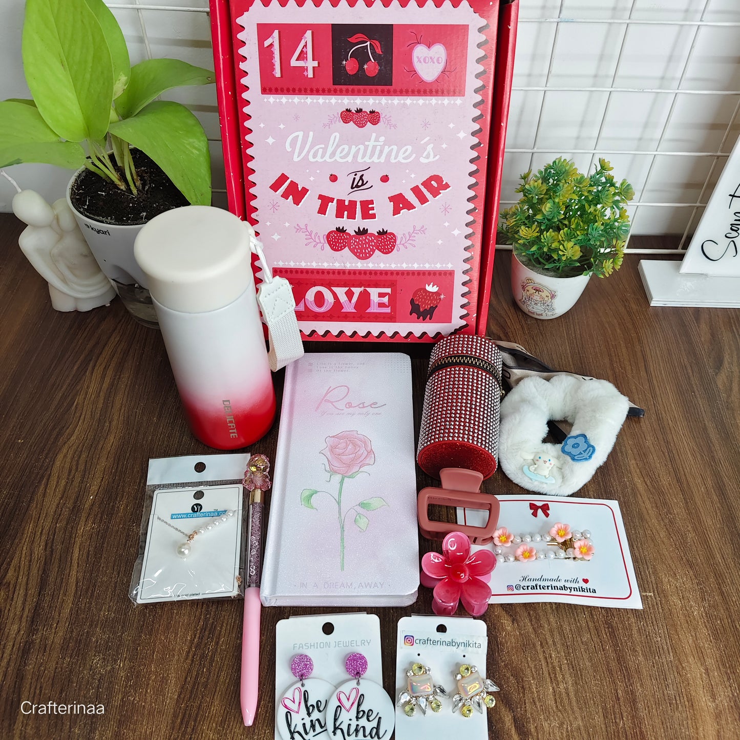 Pink Aesthetic Self-Care Gift Hamper for Girls | Tumbler, Jewellery, Planner & Cute Accessories Set