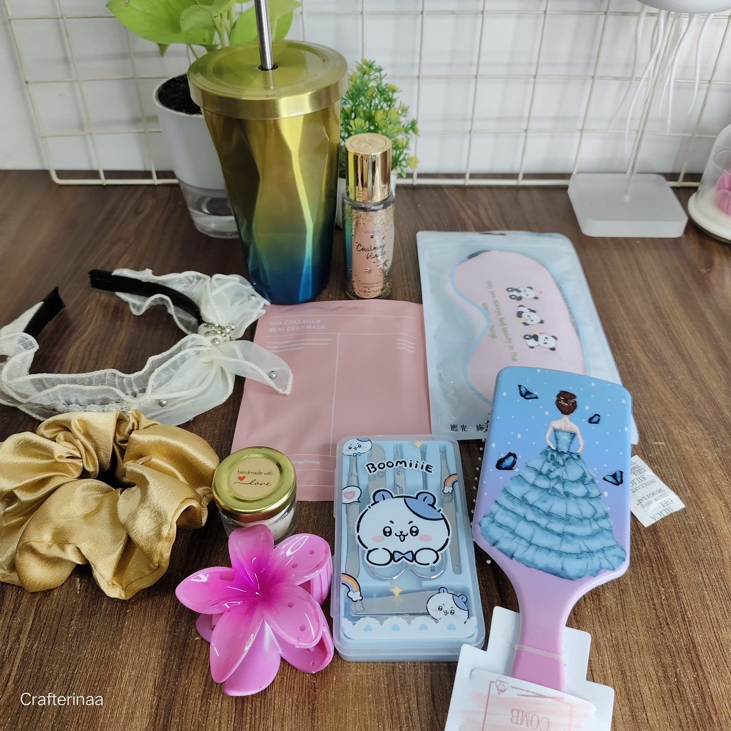 Luxury Pamper Gift Box for Women – Hairbrush, Scrunchie & Skincare Combo