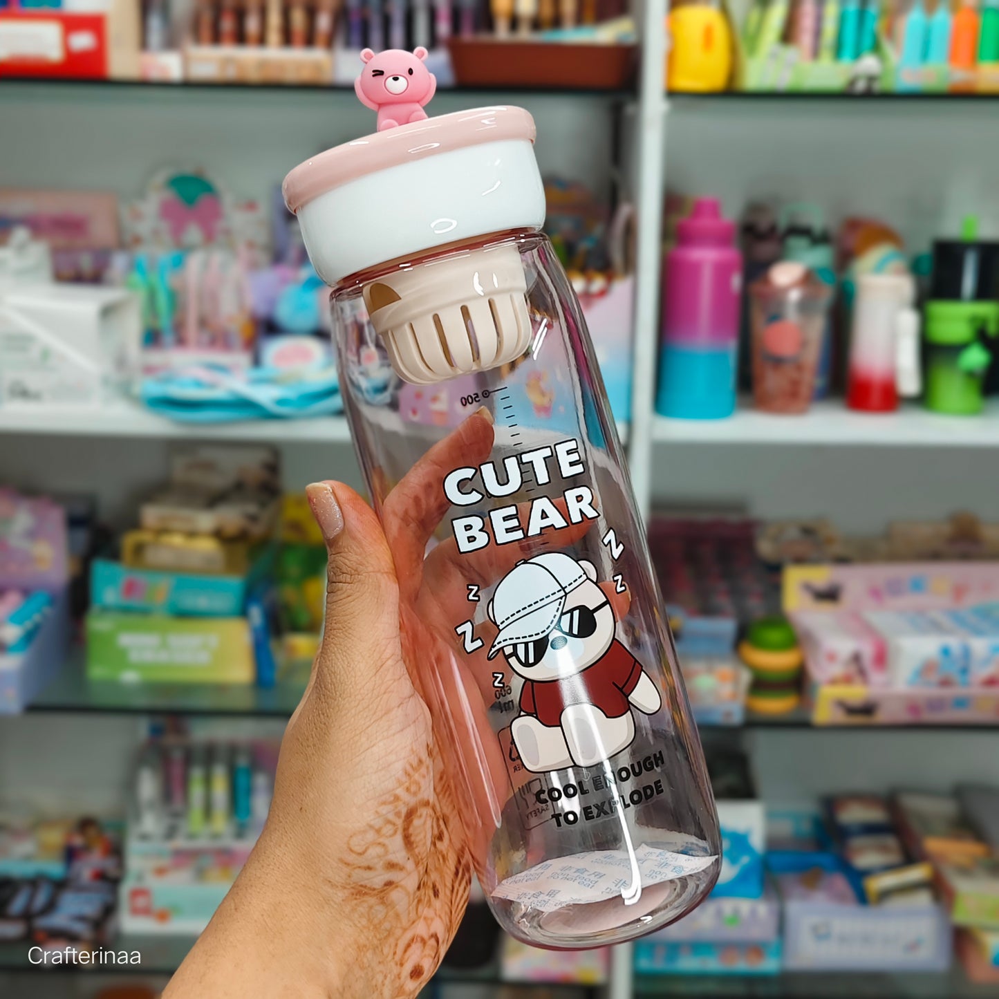 Cute Bear Water Bottle – Leak proof, Stylish & Reusable Bottle for Daily Hydration| Food grade material | 600 ML