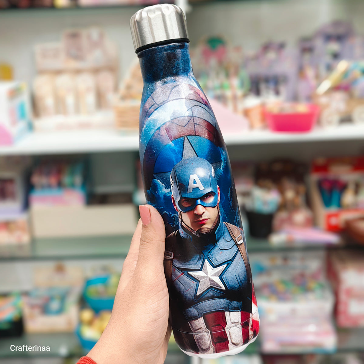 Kids Stainless Steel Water Bottle β Cute Character Printed Reusable Bottle | Crafterinaa 1 Litre stainless steel