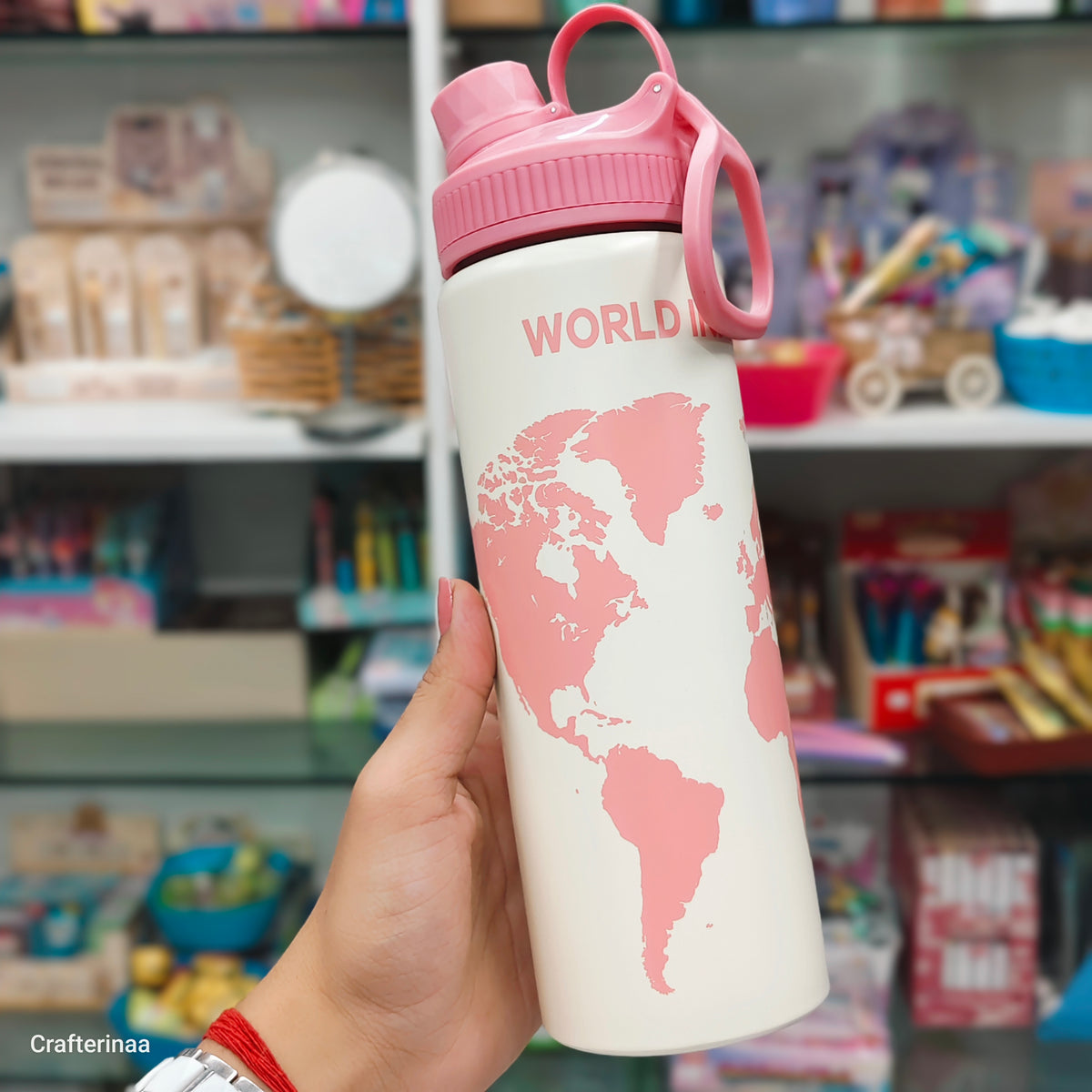World Map 750ml Water Bottle | Travel-Friendly Reusable Water Bottle