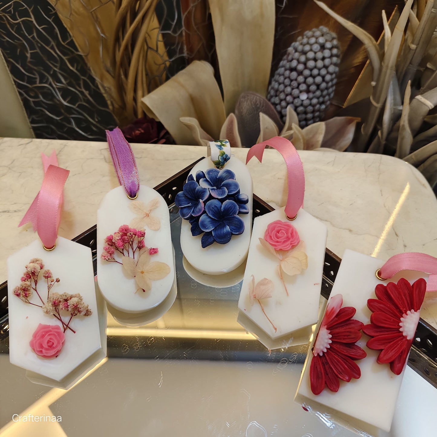 Floral Wax Fragrance Sachets – Handmade Scented Wax Tablets for Wardrobe & Room Freshening