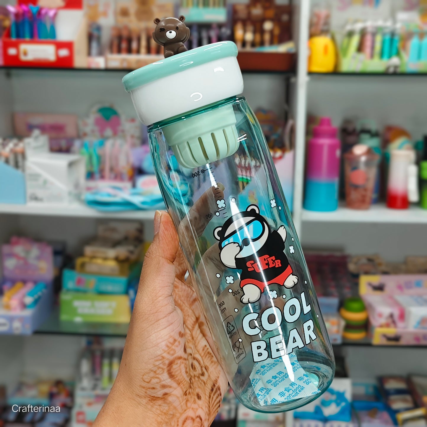 Cute Bear Water Bottle – Leak proof, Stylish & Reusable Bottle for Daily Hydration| Food grade material | 600 ML