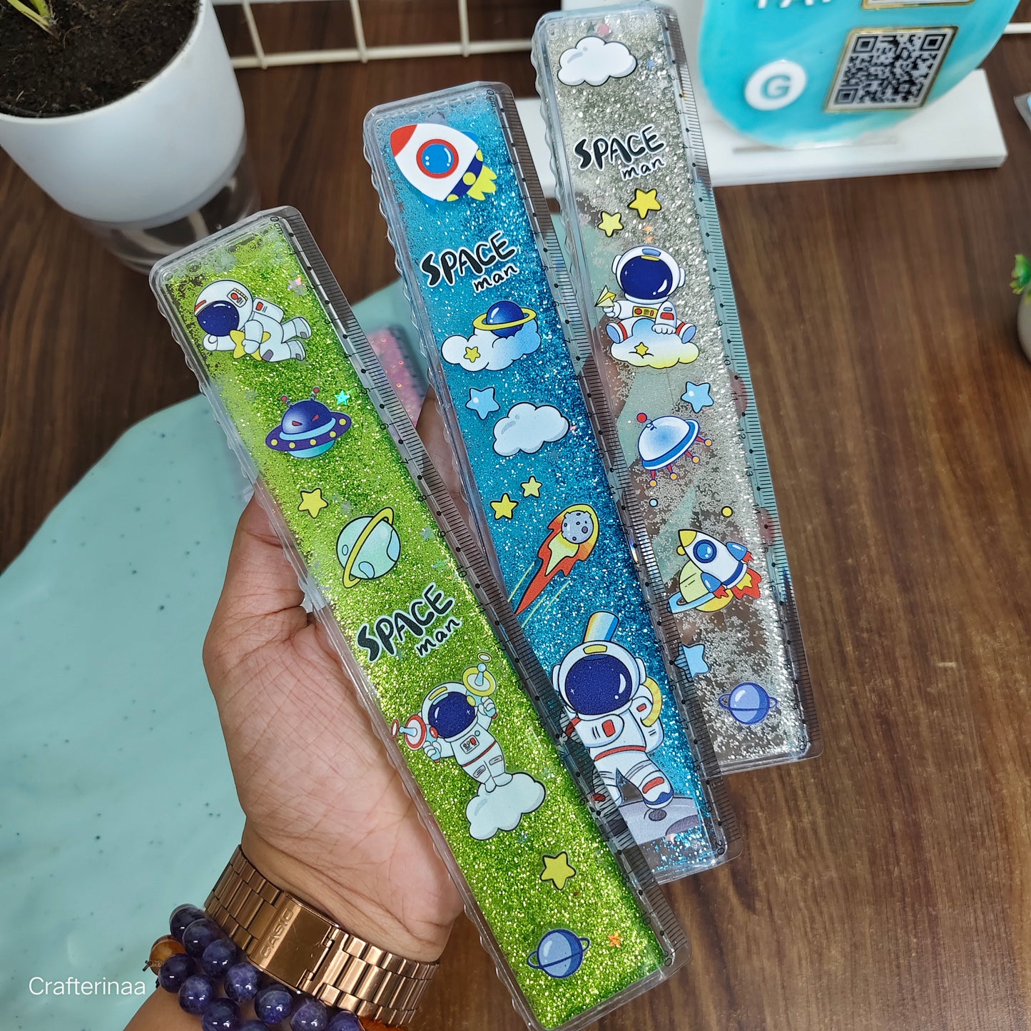Cute Glitter Ruler for Kids – 15cm Transparent Measuring Ruler