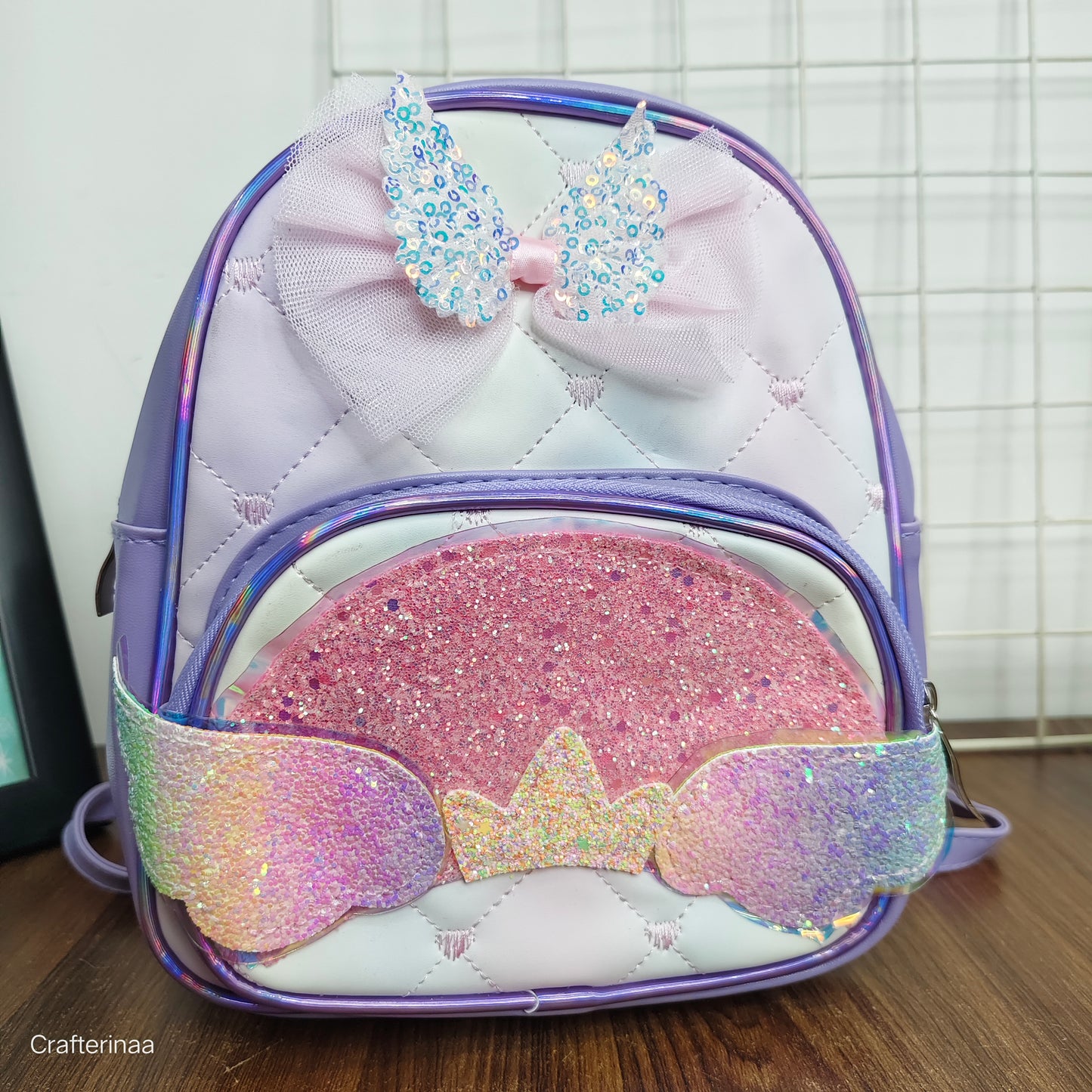 Glitter Wing Kids Backpack with Sequin Bow – Unicorn Theme School Bag