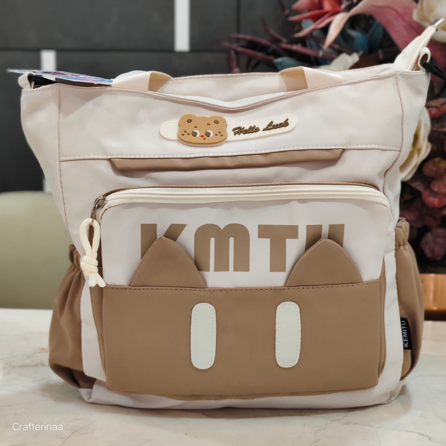 Cute Cartoon Bear Tote Backpack β Multi-Pocket college/School & Travel Bag