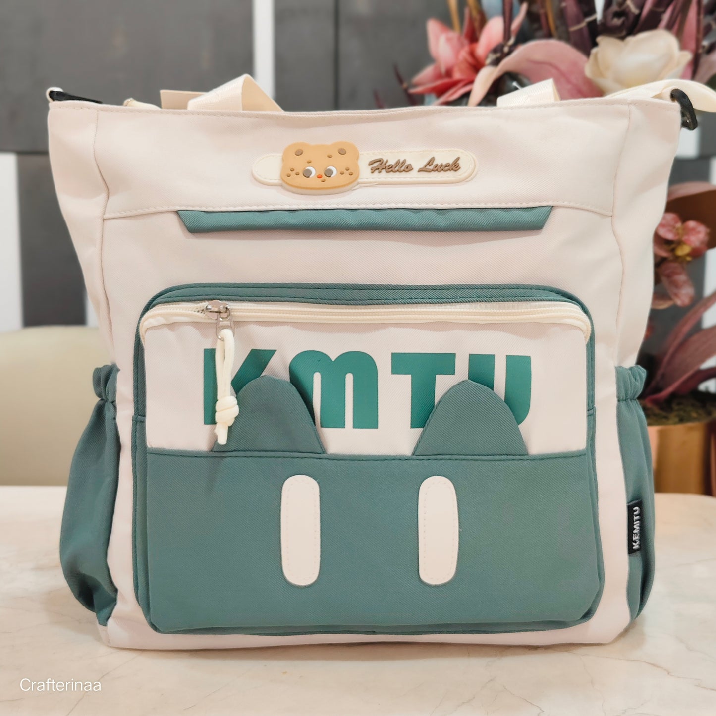 Cute Cartoon Bear Tote Backpack β Multi-Pocket college/School & Travel Bag
