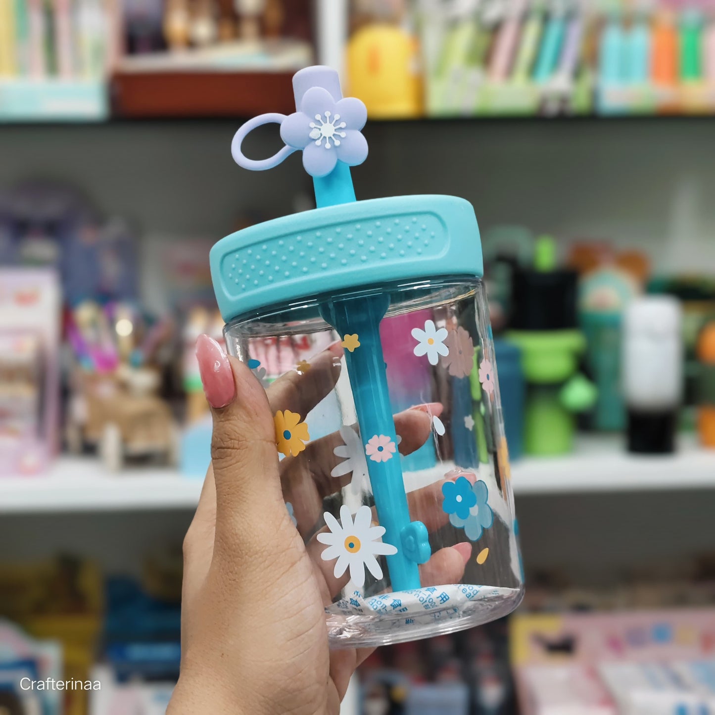 Floral Sipper Cup with Straw & Lid – Cute Reusable Water Bottle for Kids & Adults|BPA free plastic tumbler