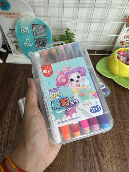 11+1 Magic Colour Marker Pen Set | Colour Changing Washable Sketch Pens for Kids