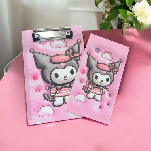 Kawaii notepad| CLOUD KUROMI Cute Hardboard And notepad Set