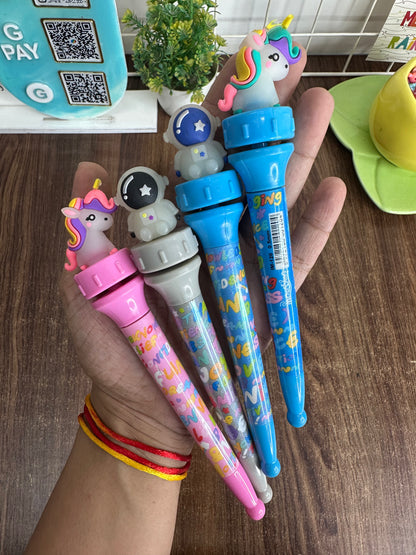 Cute 3D Spinner Character Gel Pen – Unicorn & Astronaut Fidget Pen