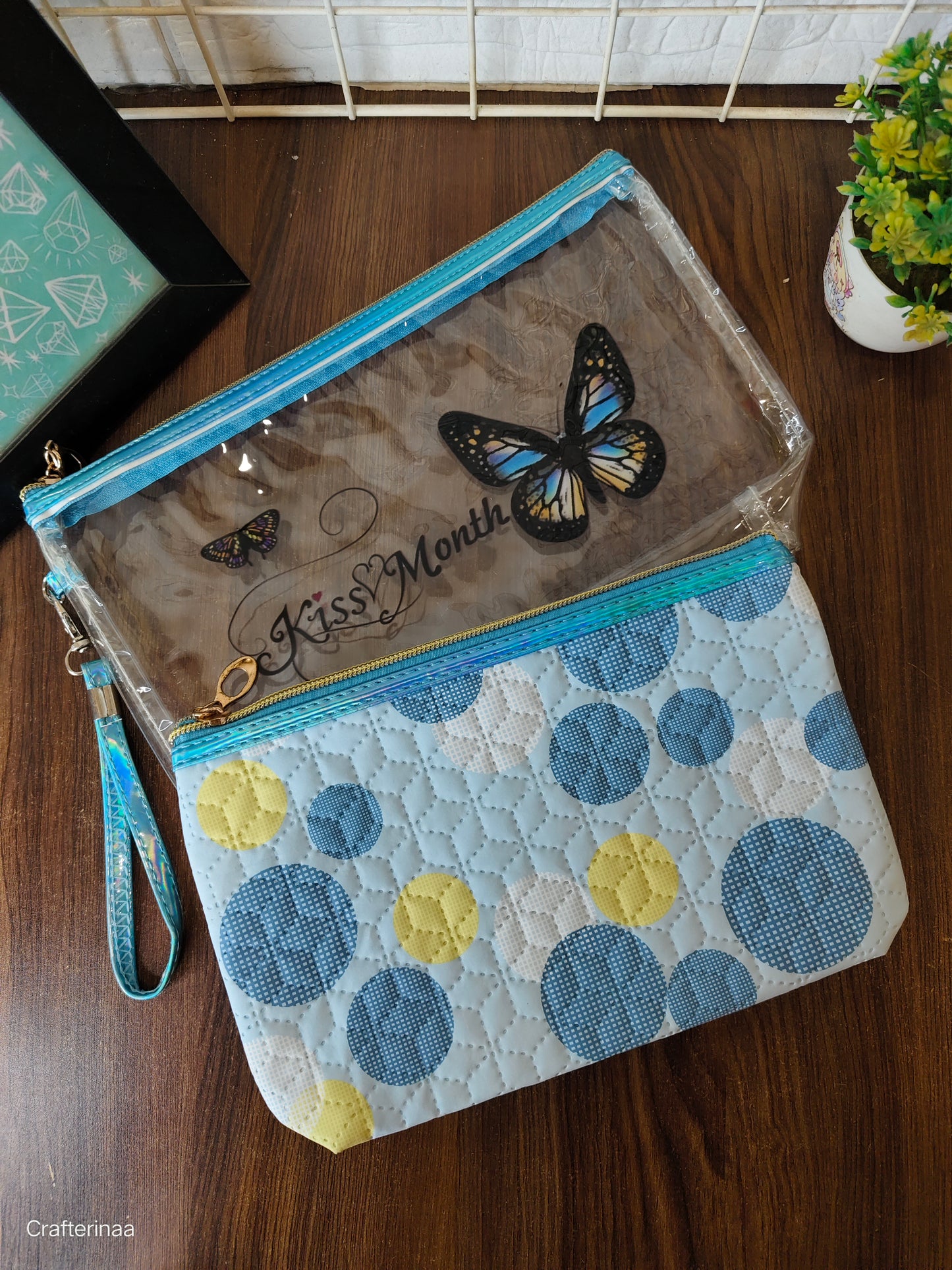 Butterfly cosmetics pouch set (set of 2 pouches)