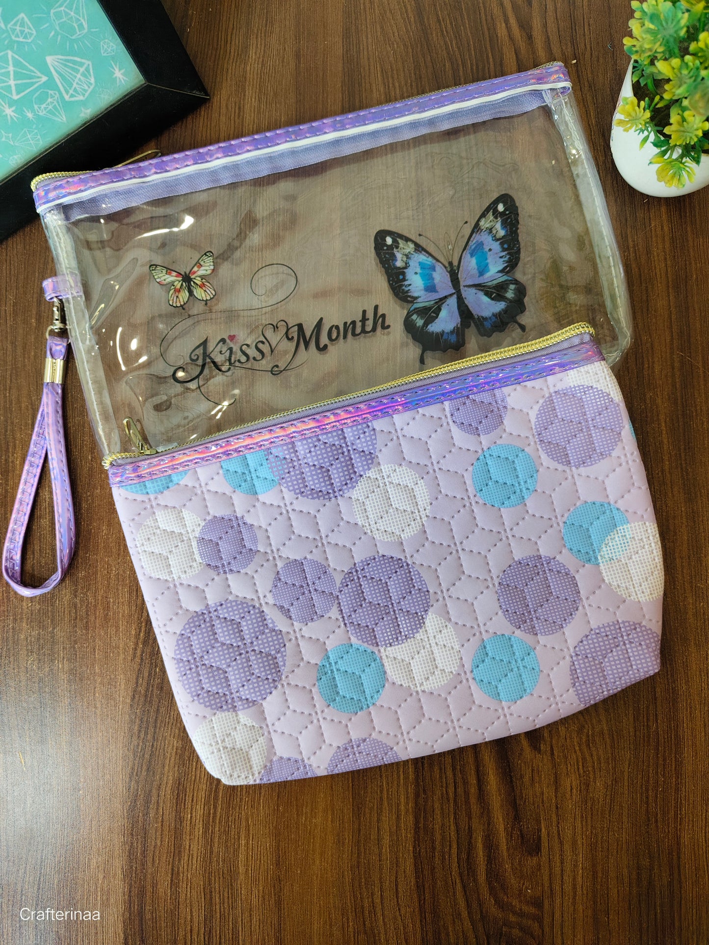 Butterfly cosmetics pouch set (set of 2 pouches)