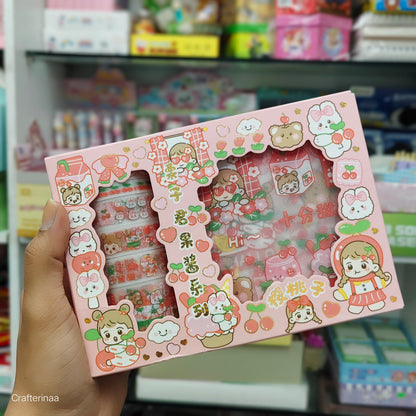 Kawaii washi tape and stickers set for decoration