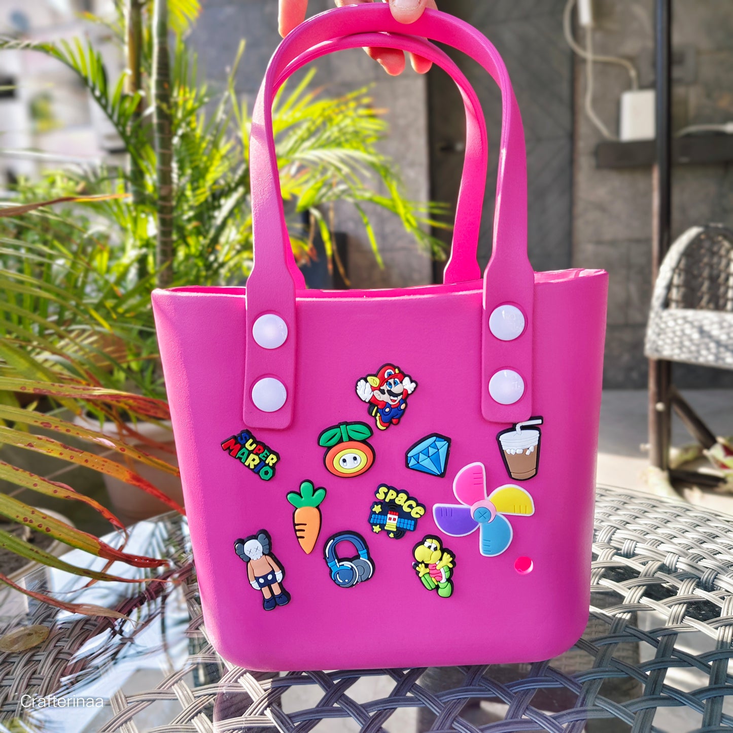 Silicon tote bag with charms |silicon Beach bag |Beach Hole Bag Portable Fashion Open Tote Bag for Shopping Boat