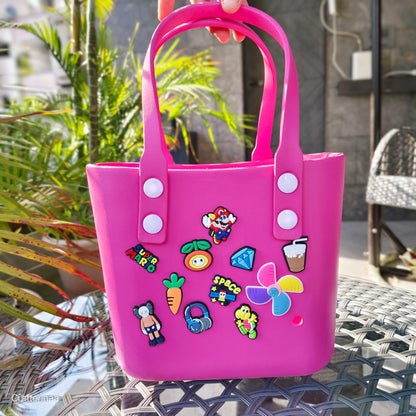Silicon tote bag with charms |silicon Beach bag |Beach Hole Bag Portable Fashion Open Tote Bag for Shopping Boat