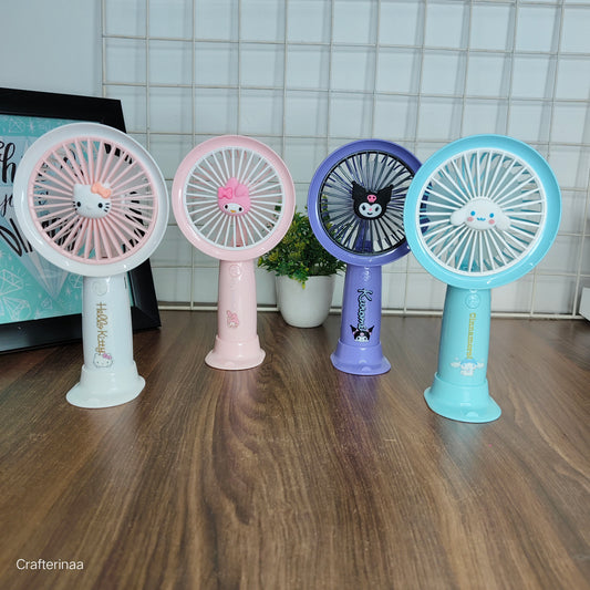 Kawaii Handfans| kawaii  Character Handheld Mini Fan – Hello Kitty / My Melody / Kuromi / Cinnamoroll
