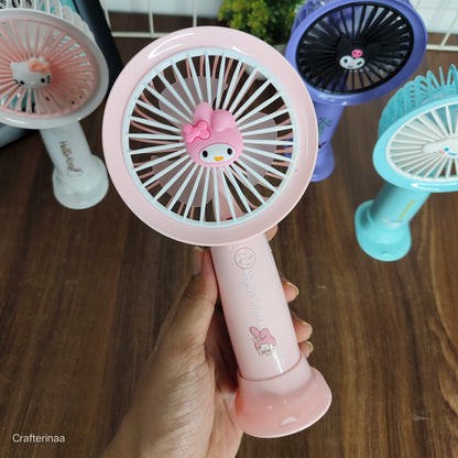 Kawaii Handfans| kawaii  Character Handheld Mini Fan – Hello Kitty / My Melody / Kuromi / Cinnamoroll