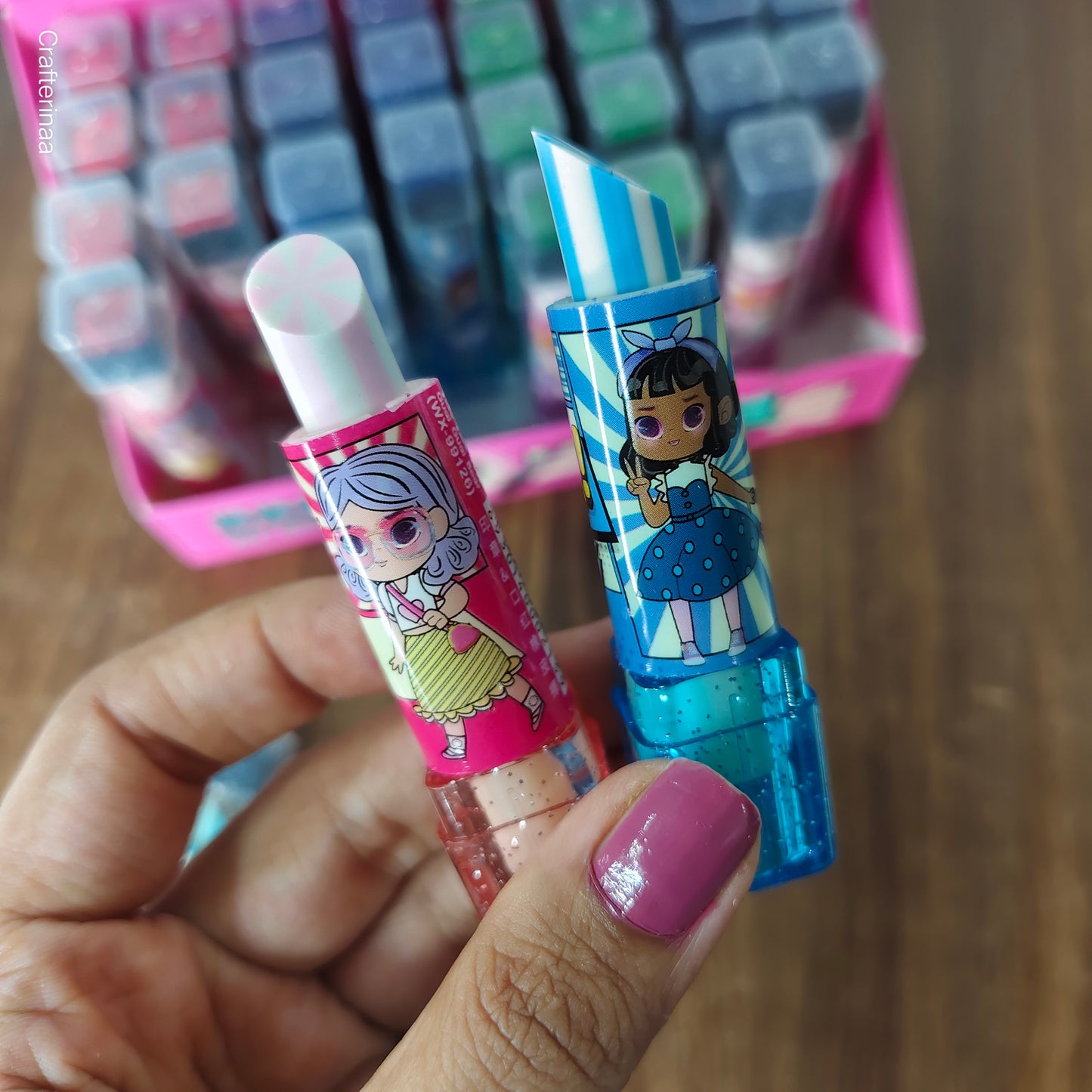 Adorable Cartoon Girl Eraser with Stamp –Cute Character Eraser with Stamps – Kids' Favorite!